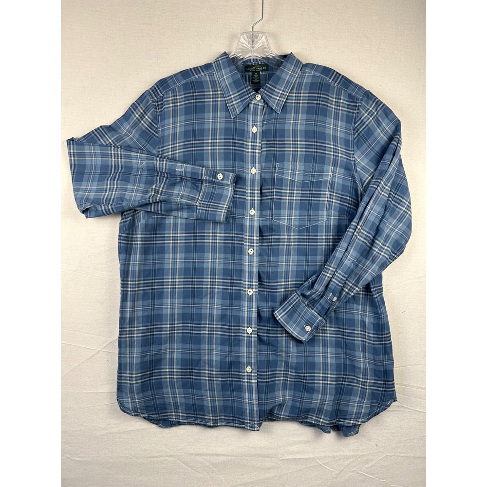 Lauren Jeans Co Ralph Lauren Blue Plaid Cotton Button Down Shirt Mens 1X